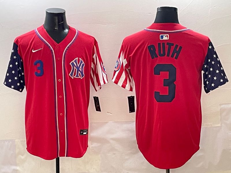 Men New York Yankees 3 Ruth Red a generation of national flags Jointly Name 2025 Nike MLB Jersey style 4